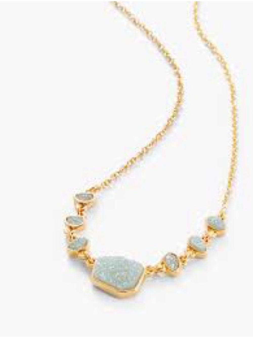Talbots Gold-Tone Necklace with Pale Blue Druzy Accents